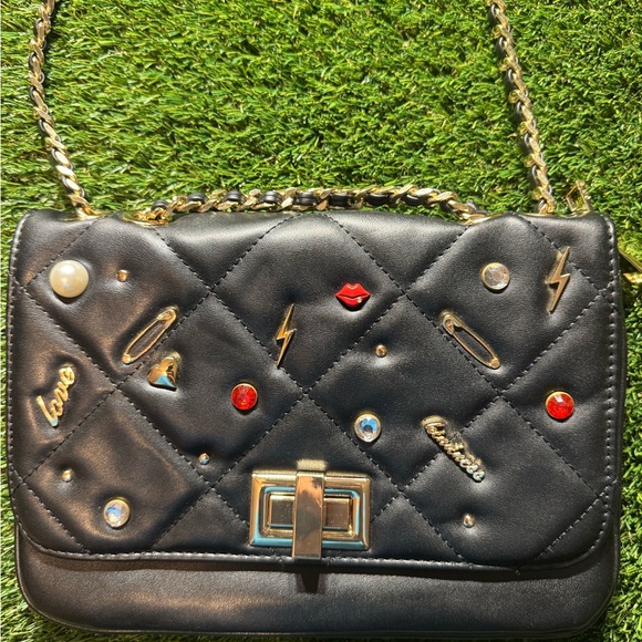 Aldo Black Quilted Shoulder Bag with Chain Strap - Picture 3 of 5